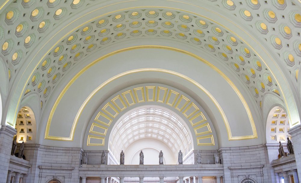 Ceilings in Main Hall featuring the Historical Design Elements of Union Station.